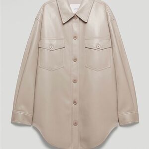 Womens Artizia Wilfred Ganna Vegan Leather Beige Shacket Size L